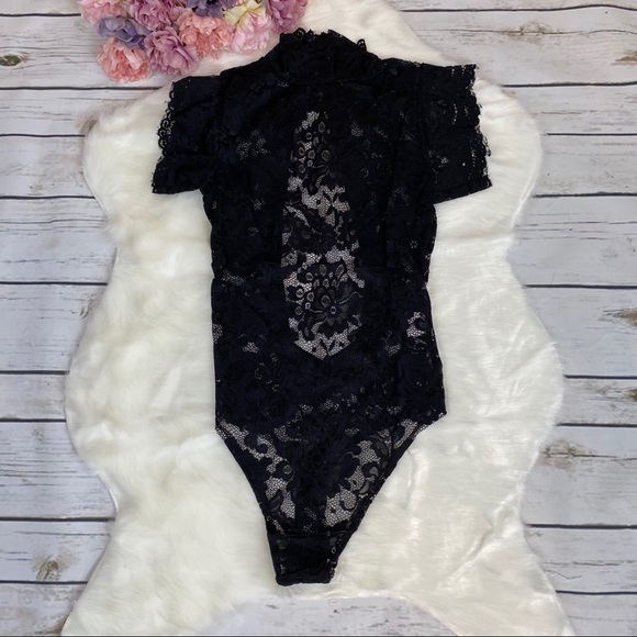 Sexy Black Lace High Neck Corset Back Bodysuit - Picture 9 of 16